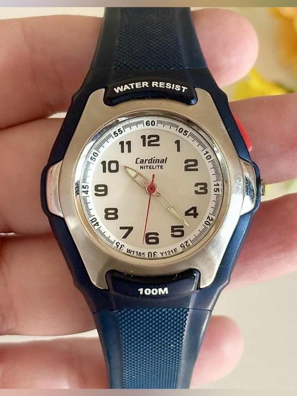 Vintage Cardinal Nitelite Casual Sport Watch WR 100M Navy Blue Silicone Strap